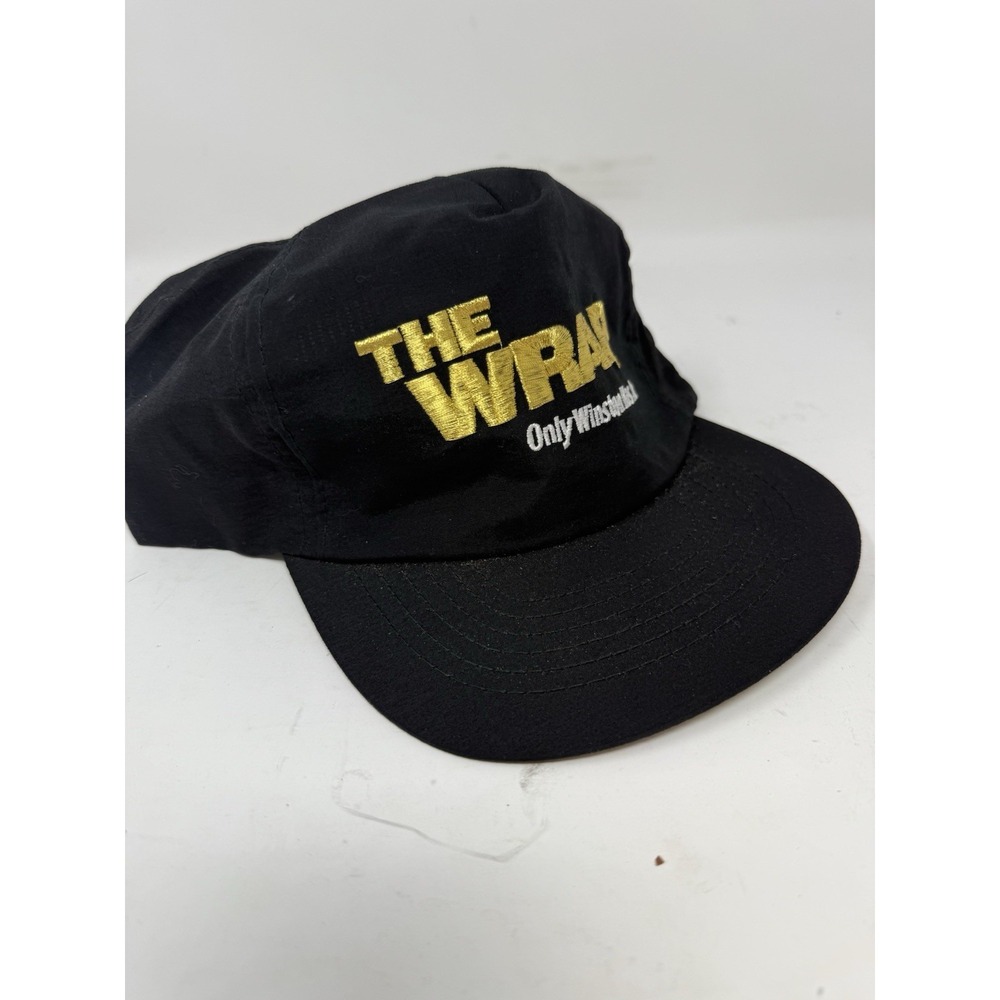 Vintage Winston Hat Snapback Cap Mens Black Gold The Wrap 90s Racing Nylon